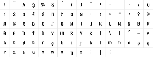 Abima Regular Character Map