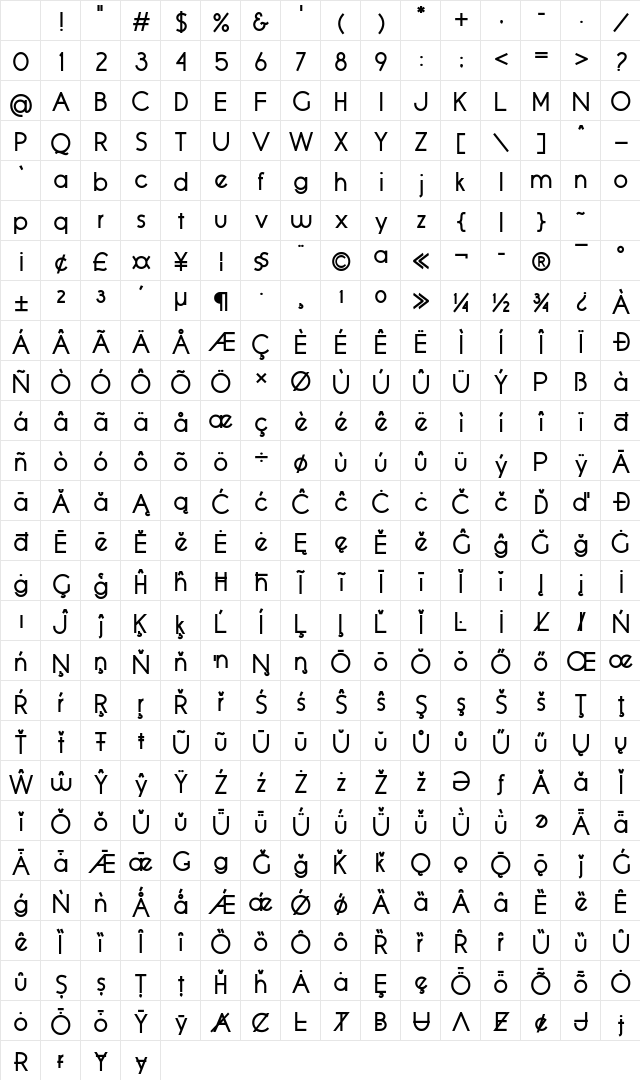 Queensides Bold Character Map Queensides Bold Character Map