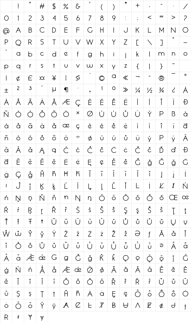 Queensides Regular Character Map Queensides Regular Character Map