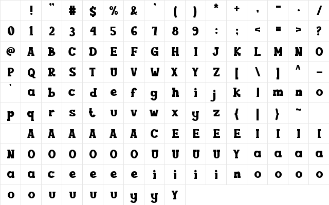 Questar Regular Character Map Questar Regular Character Map