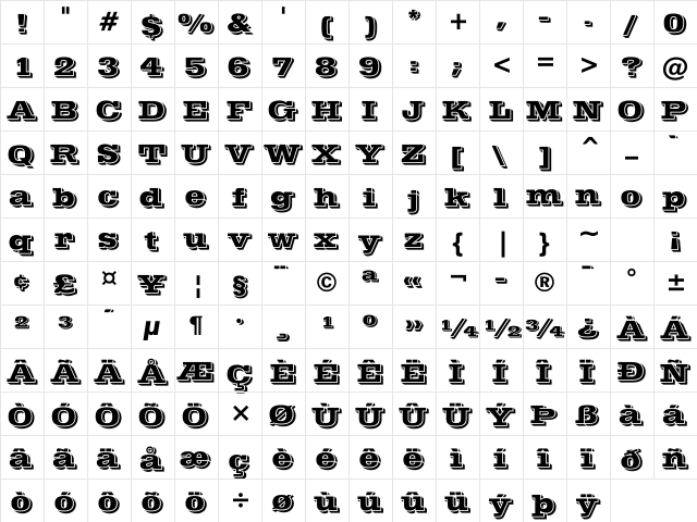 Queste Regular Character Map