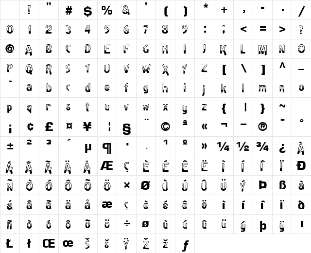 Badh Regular Character Map Badh Regular Character Map