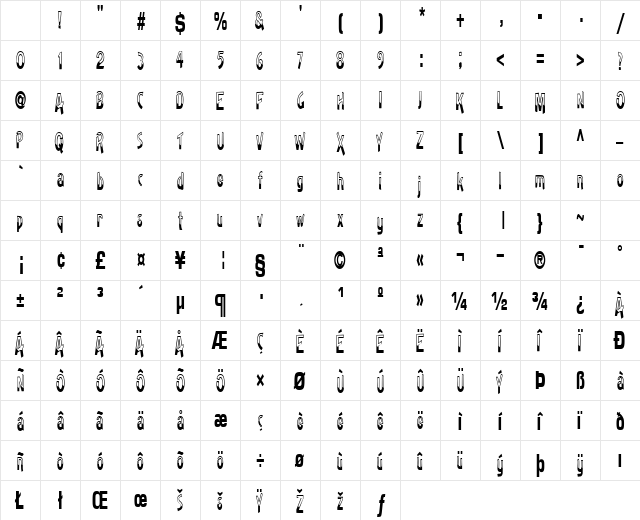 Badh Regular Character Map Badh Regular Character Map