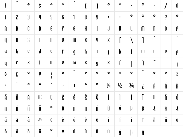 BadlocICG Regular Character Map