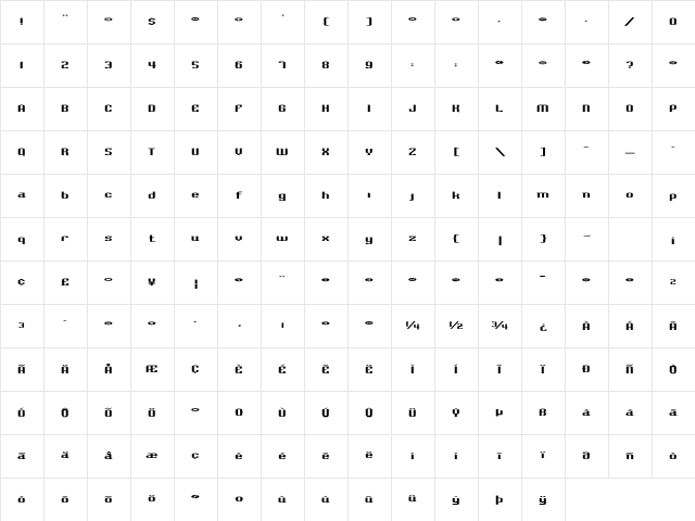 BadlocICG Regular Character Map