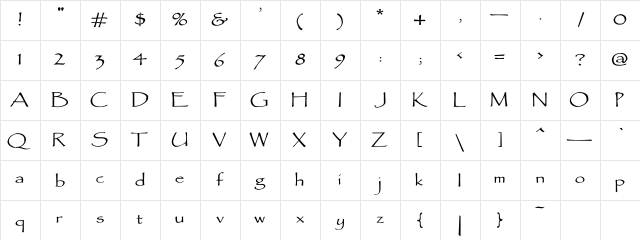 QuillBold Regular Character Map
