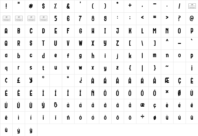 QuillQuirk Regular Character Map