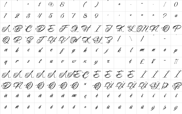 Quillstone - Personal use Regular Character Map Quillstone - Personal use Regular Character Map