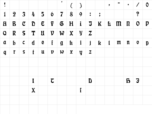 Badmann Regular Character Map Badmann Regular Character Map