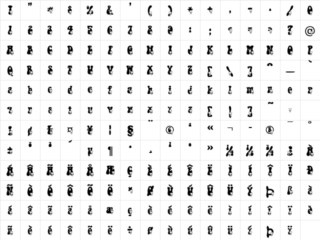 Badminton Becker Normal Character Map