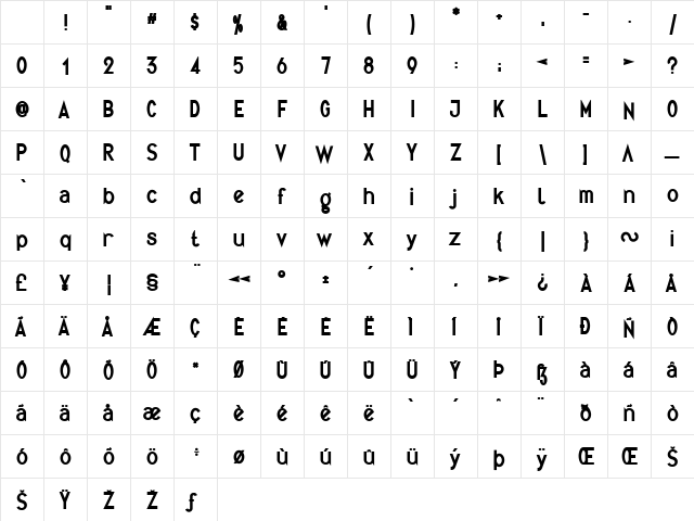 Quirkus Bold Character Map Quirkus Bold Character Map