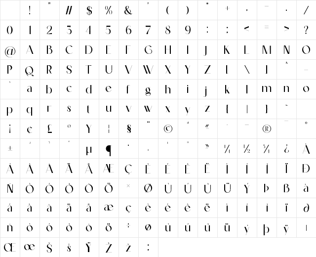 Quitle Regular Character Map