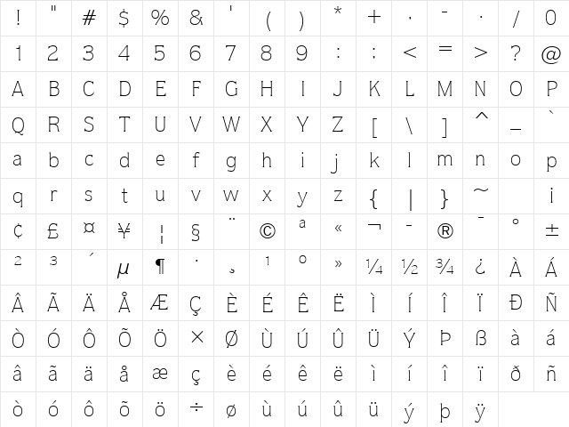 Quorum Lt BT Light Character Map Quorum Lt BT Light Character Map