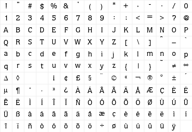 QuotaMedium Regular Character Map QuotaMedium Regular Character Map