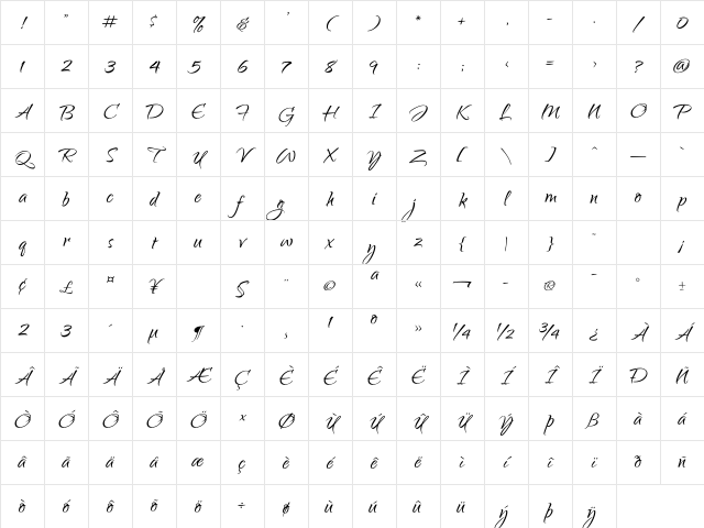 Qwigley Regular Character Map Qwigley Regular Character Map