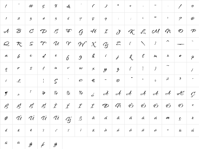 QwitcherBychen Bold Character Map
