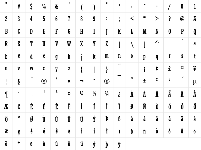 RoctusTCon Regular Character Map
