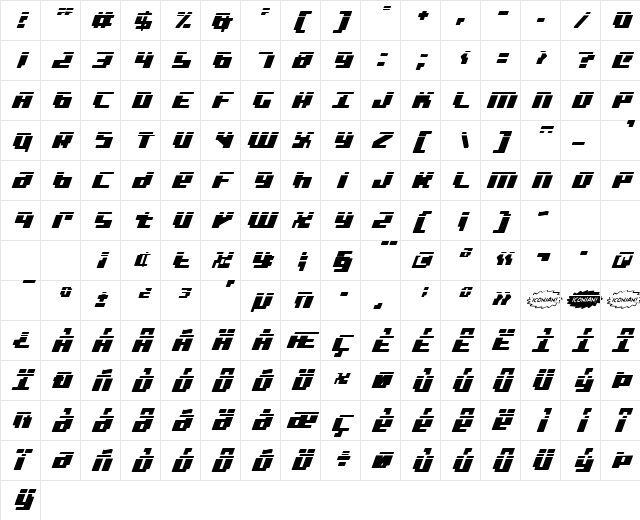 bad robot italic laser Italic Laser Character Map