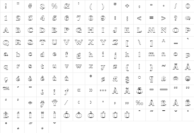 FZ ROMAN 12 HOLLOW ￿ (oH Character Map