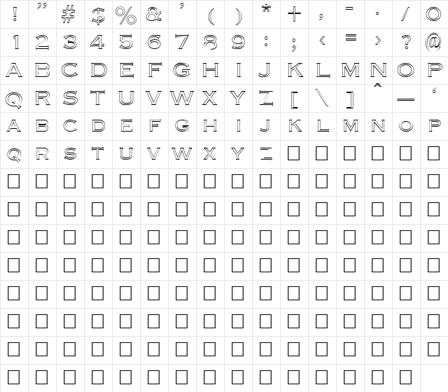 FZ ROMAN 13 HOLLOW Light Character Map