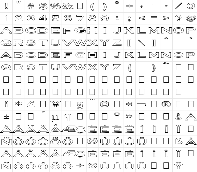 FZ ROMAN 14 HOLLOW EX Light Character Map