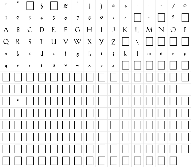 FZ ROMAN 19 Normal Character Map