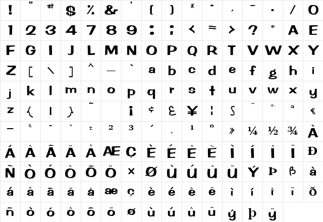Rachel Regular Character Map
