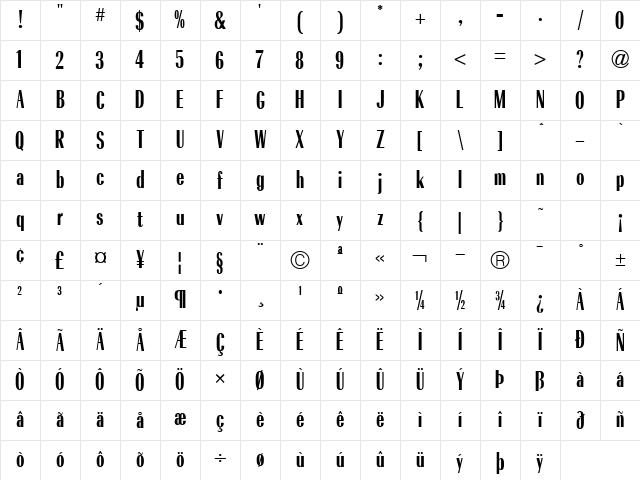 Radiant Cond ICG Regular Character Map