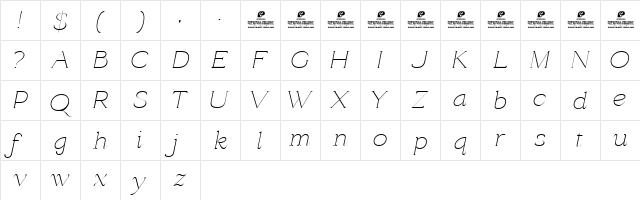 Radiant Charisma DEMO ExtLt Italic Character Map Radiant Charisma DEMO ExtLt Italic Character Map