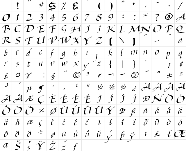 Baggage Regular Character Map Baggage Regular Character Map