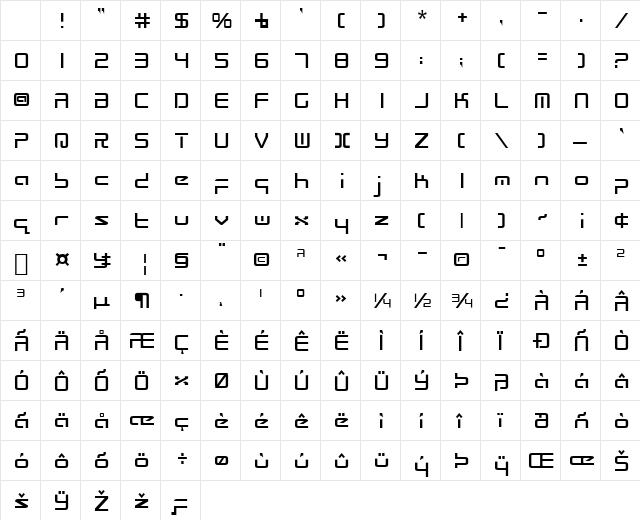Radio Space Regular Character Map Radio Space Regular Character Map
