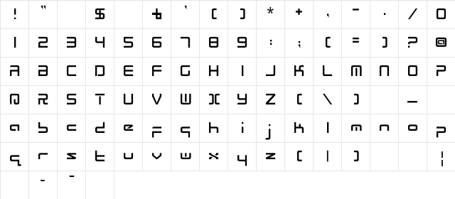 Radio Space Regular Character Map