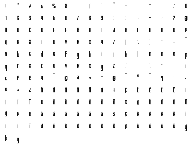 Radiogram Solid Tall Regular Character Map