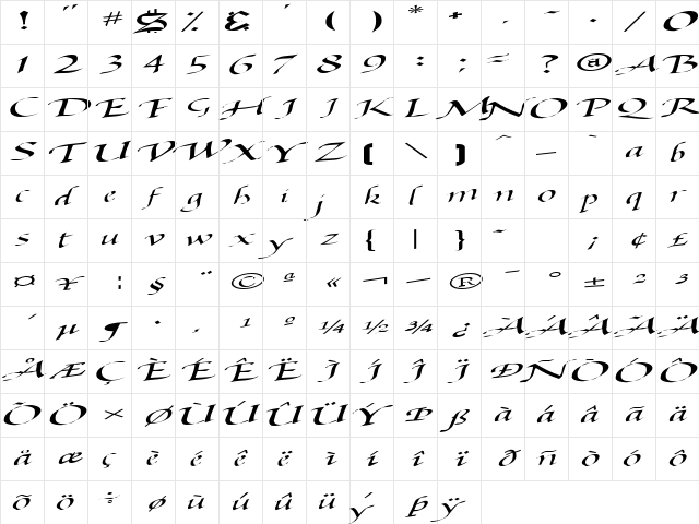 BaggageMasterText79 Regular Character Map