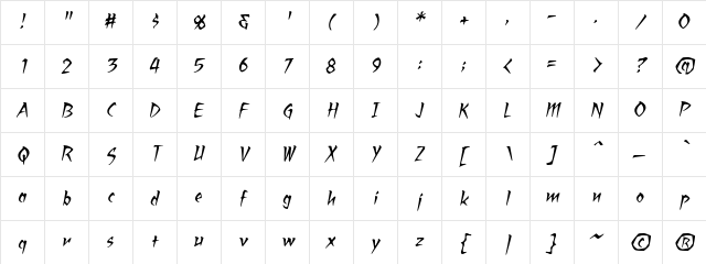 RagingRedLotus BB Italic Character Map RagingRedLotus BB Italic Character Map