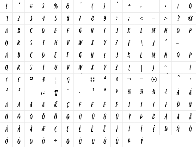 Ragtime ICG Regular Character Map Ragtime ICG Regular Character Map