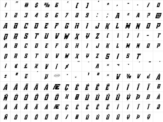Raider Crusader Laser Regular Character Map