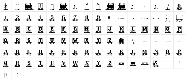 Railroad Regular Character Map
