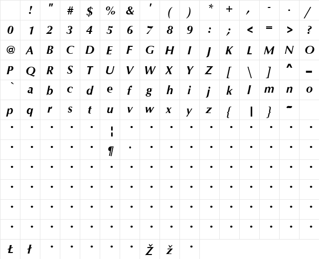 Rain Song 4 Bold Italic Character Map Rain Song 4 Bold Italic Character Map
