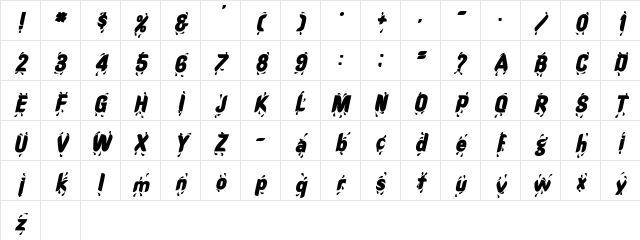 RainDanceSSK BoldItalic Character Map RainDanceSSK BoldItalic Character Map