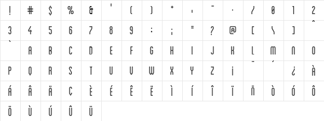 Blanch Condensed Inline Character Map