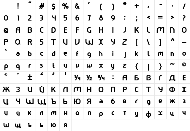 Ralev001 ExtraBold Character Map Ralev001 ExtraBold Character Map
