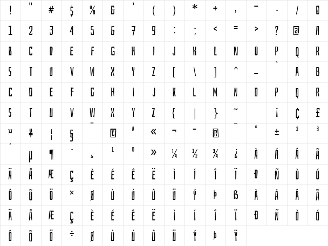 Bahiana Regular Character Map
