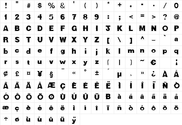 Baikal Regular Character Map