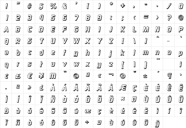 RandyBeckerShadow-ExtraBold Italic Character Map