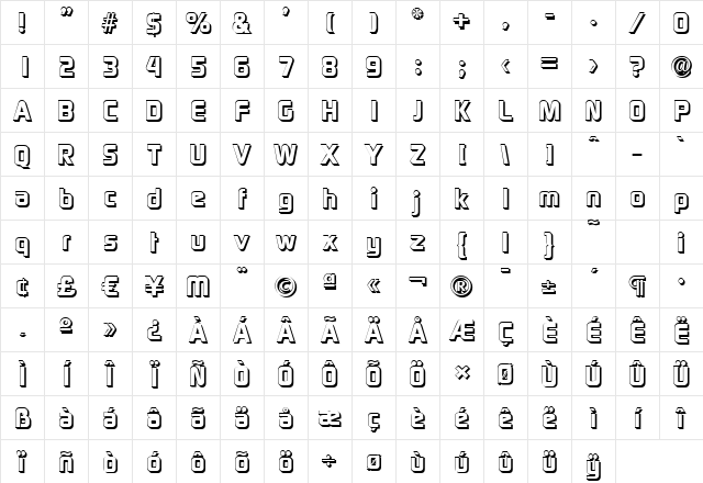 RandyBeckerShadow-ExtraBold Regular Character Map