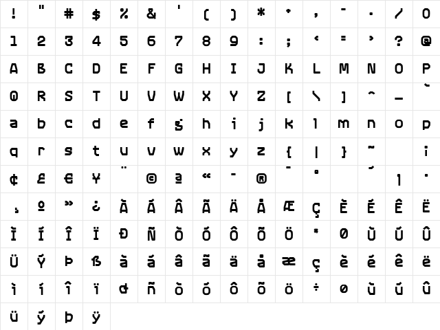 RangeExtraBold Regular Character Map