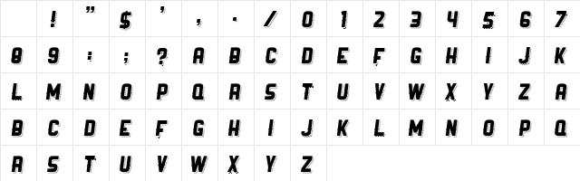 Ranger Italic Shadow Character Map Ranger Italic Shadow Character Map