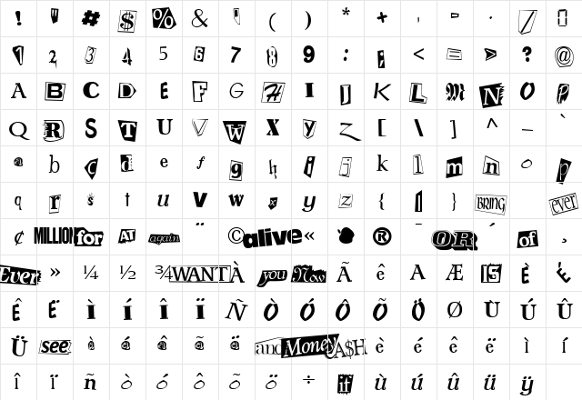 Ransom Note Character Map