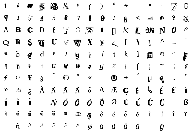 RansomNote Regular Character Map
